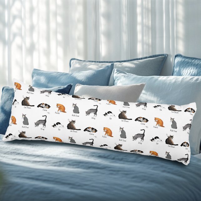 Funny Cat Commands Illustrated Training Chart Body Pillow (Creator Uploaded)