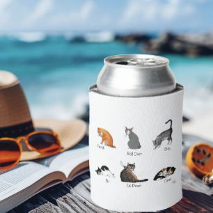 Funny Cat Commands Illustrated Training Chart Can Cooler