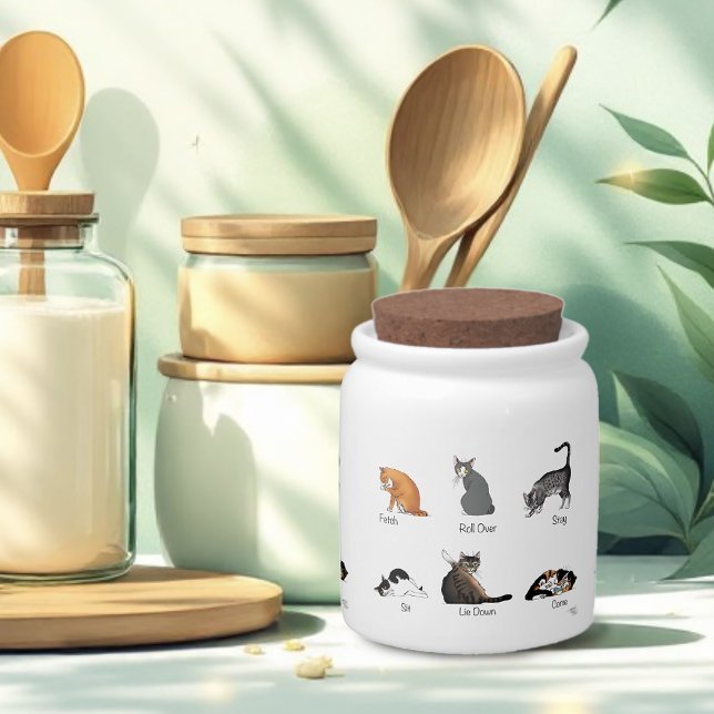 Funny Cat Commands Illustrated Training Chart Candy Jar (Creator Uploaded)