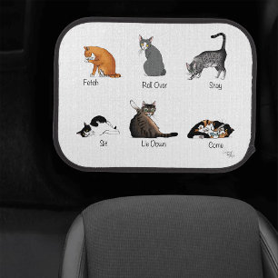 Funny Cat Commands Illustrated Training Chart Car Floor Mat