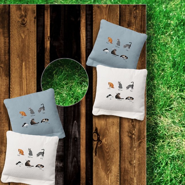 Funny Cat Commands Illustrated Training Chart Cornhole Bags (Creator Uploaded)