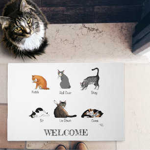 Funny Cat Commands Illustrated Training Chart Doormat