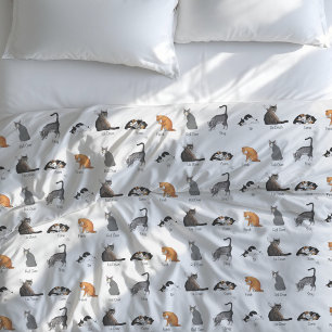 Funny Cat Commands Illustrated Training Chart Duvet Cover