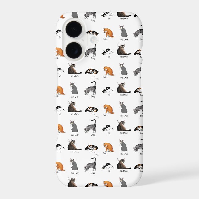 Funny Cat Commands Illustrated Training Chart Iphone Case (Back)