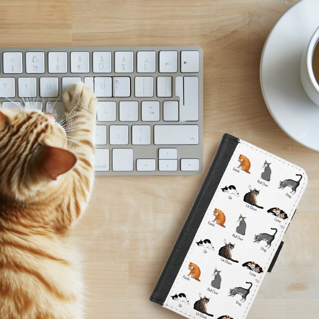 Funny Cat Commands Illustrated Training Chart iPhone Wallet Case (Creator Uploaded)