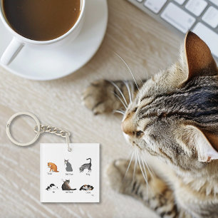 Funny Cat Commands Illustrated Training Chart Keychain
