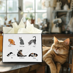 Funny Cat Commands Illustrated Training Chart Large Gift Bag