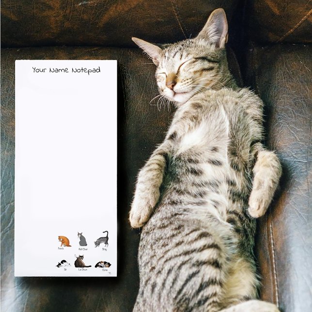 Funny Cat Commands Illustrated Training Chart Magnetic Notepad (Creator Uploaded)