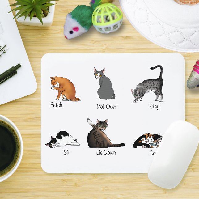 Funny Cat Commands Illustrated Training Chart Mouse Pad (Creator Uploaded)