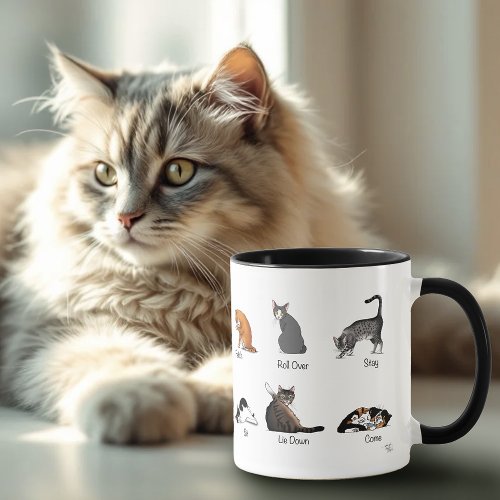 Funny Cat Commands Illustrated Training Chart Mug