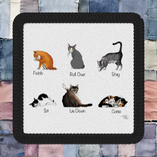 Funny Cat Commands Illustrated Training Chart Patch