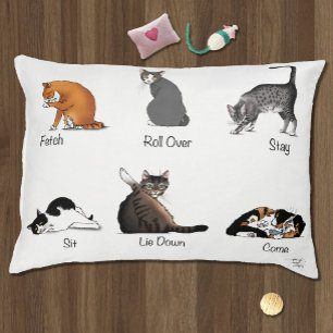 Funny Cat Commands Illustrated Training Chart Pet Bed