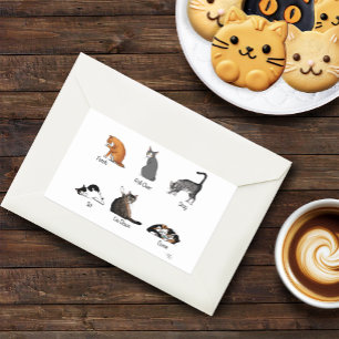 Funny Cat Commands Illustrated Training Chart Rectangular Sticker