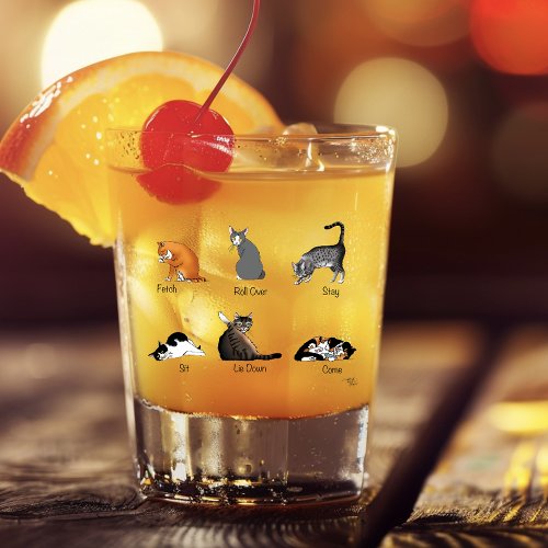 Funny Cat Commands Illustrated Training Chart Shot Glass