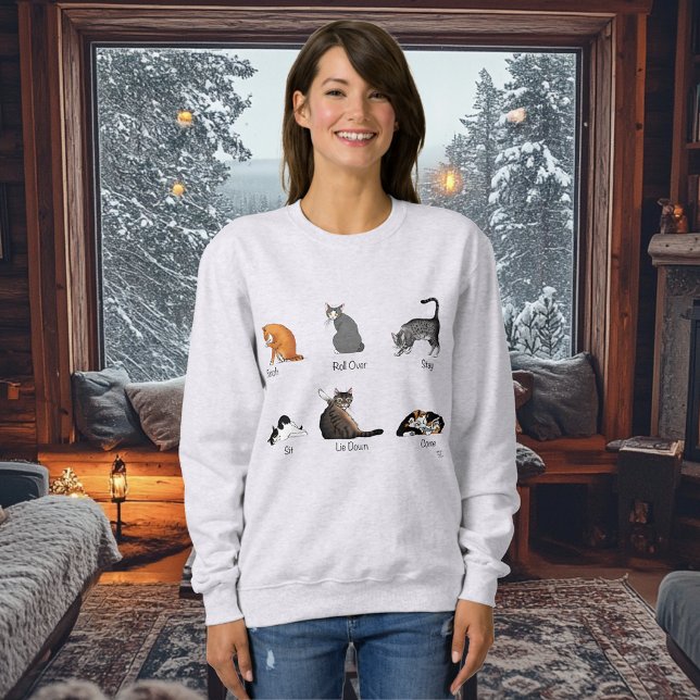 Funny Cat Commands Illustrated Training Chart Sweatshirt (Creator Uploaded)