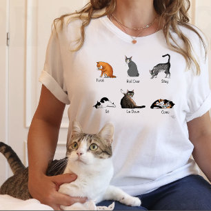 Funny Cat Commands Illustrated Training Chart T-Shirt