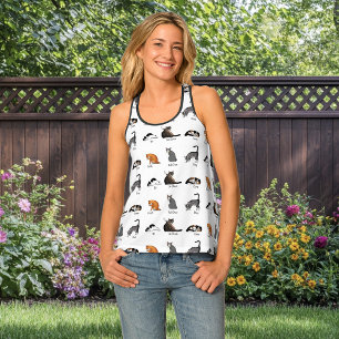 Funny Cat Commands Illustrated Training Chart Tank Top