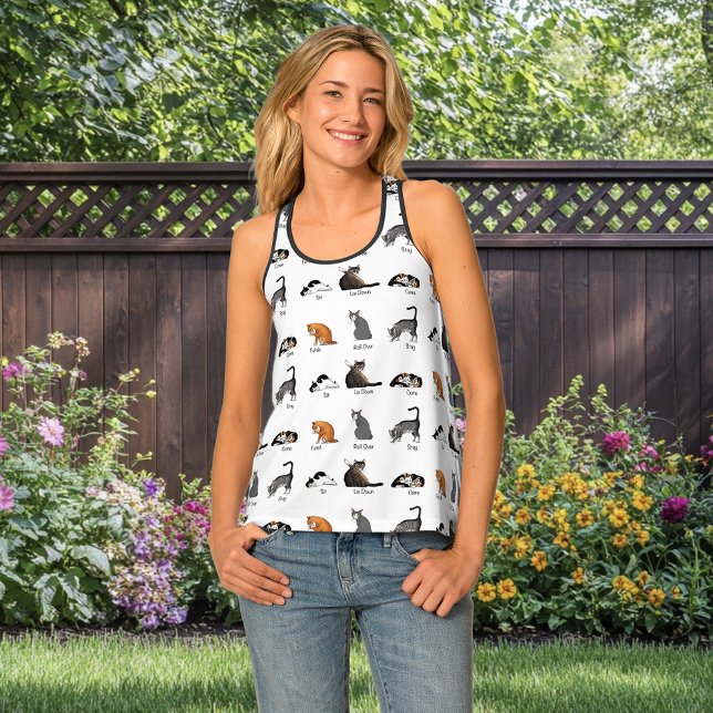 Funny Cat Commands Illustrated Training Chart Tank Top (Creator Uploaded)