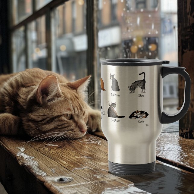 Funny Cat Commands Illustrated Training Chart Travel Mug (Creator Uploaded)