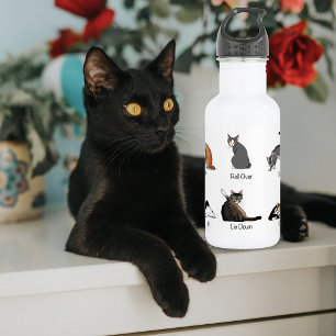 Funny Cat Commands Illustrated Training Chart Water Bottle