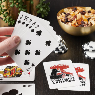 Funny Cat Constructive Criticism Linocut Meme Poker Cards