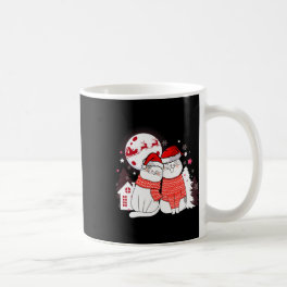 Funny Cat Couple Santa Hat Christmas Sleigh Pet Ow Coffee Mug