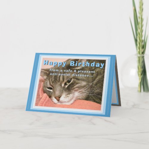 Funny Cat COVID Birthday Card