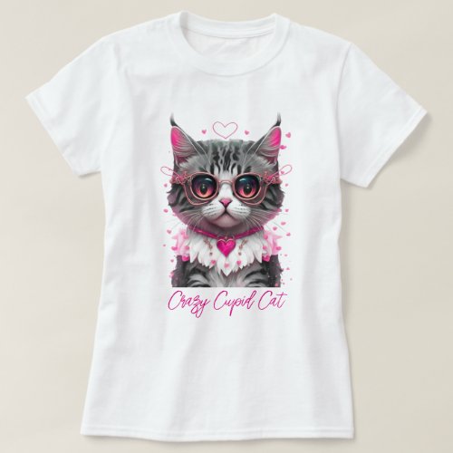 FUNNY CAT CRAZY CUPID CAT T_Shirt
