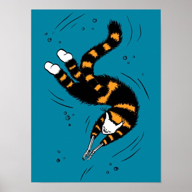 Funny Cat Creature Skeleton Hands Swimming Dark Poster (Front)