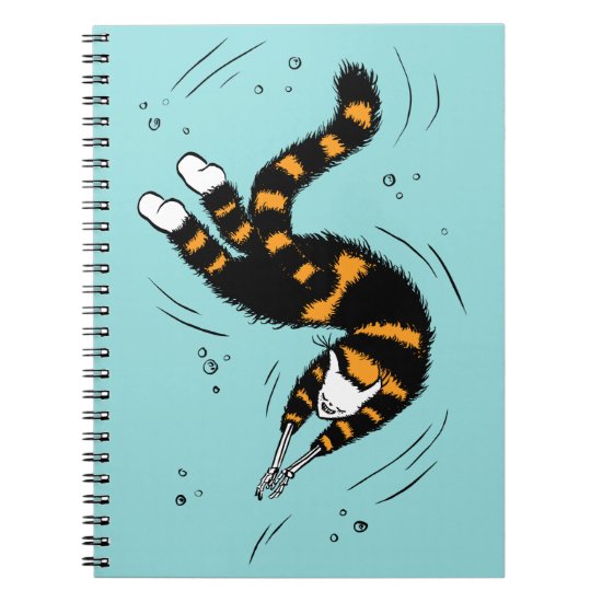 Funny Cat Creature With Skeleton Hands Swimming Notebook