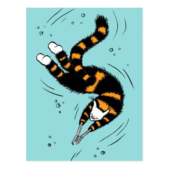 Funny Cat Creature With Skeleton Hands Swimming Postcard
