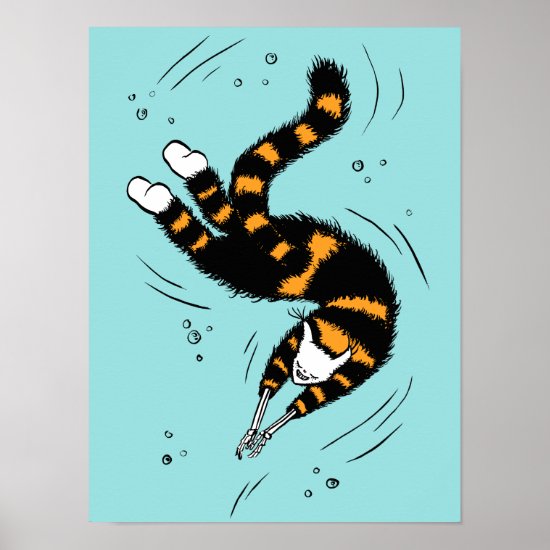 Funny Cat Creature With Skeleton Hands Swimming Poster