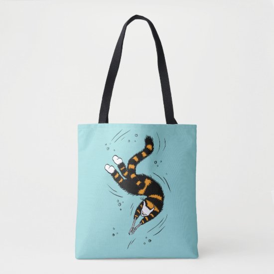 Funny Cat Creature With Skeleton Hands Swimming Tote Bag