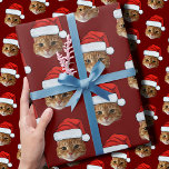 Funny Cat Custom Face Photo Santa Hat Christmas Wrapping Paper<br><div class="desc">Funny Cat Custom Face Photo Santa Hat Christmas, Replace the face of this cat with your favorite photo (make sure to crop as much to the face as possible and use an app to remove the background) and personalize this funny Christmas Holiday Wrapping Paper with your kid, husband, or boyfriend...</div>