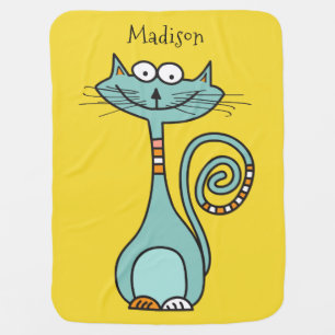 Funny Cat custom name baby blanket