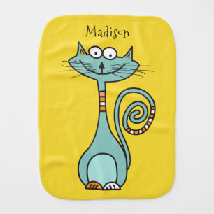 Funny Cat custom name burp cloth