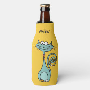 Funny Cat custom name & color bottle cooler