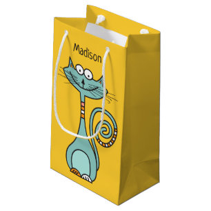 Funny Cat custom name & color gift bags