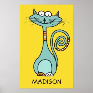 Funny Cat custom name & color poster