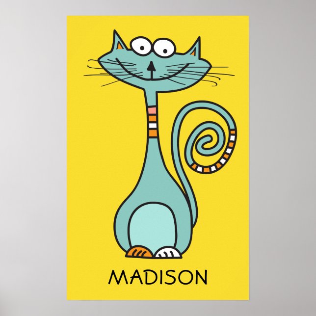 Funny Cat custom name & color poster (Front)