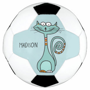 Funny Cat custom name & color soccer ball