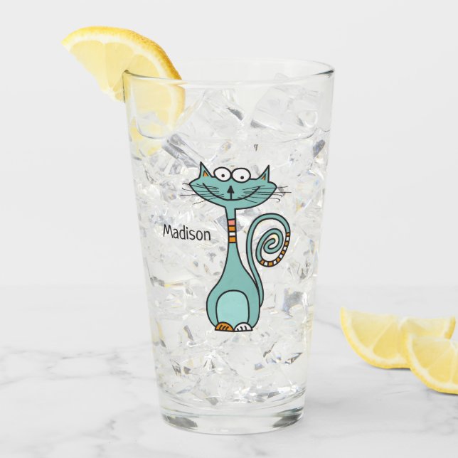 Funny Cat custom name pint glass (Front Ice)