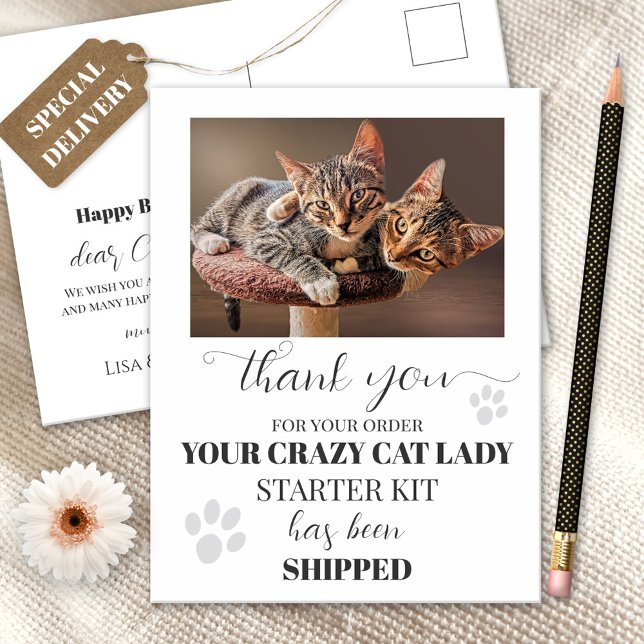 Funny Cat Custom Photo Birthday Postcard (Creator Uploaded)