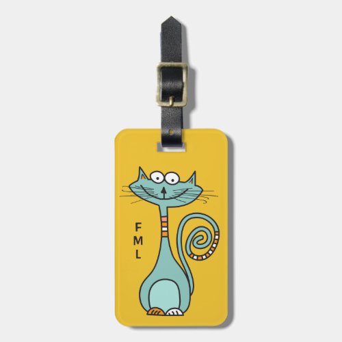 Funny Cat custom text  color luggage tags