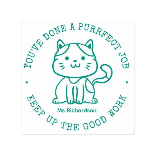 Funny Cat Cute Kitty Perfect Job Teacher Reward Self_inking Stamp