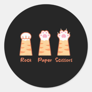 Funny Cat Cute Rock Paper Scissors Cat Paws Classic Round Sticker