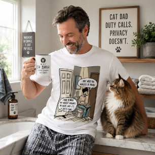 Funny Cat Dad Bathroom Humor Gift T-Shirt