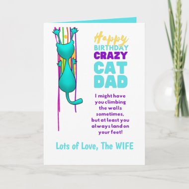 Funny CAT DAD Birthday From The WIFE To HUSBAND Card