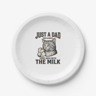 Funny Cat Dad Came Back With The Milk Vintage Shir Paper Plates