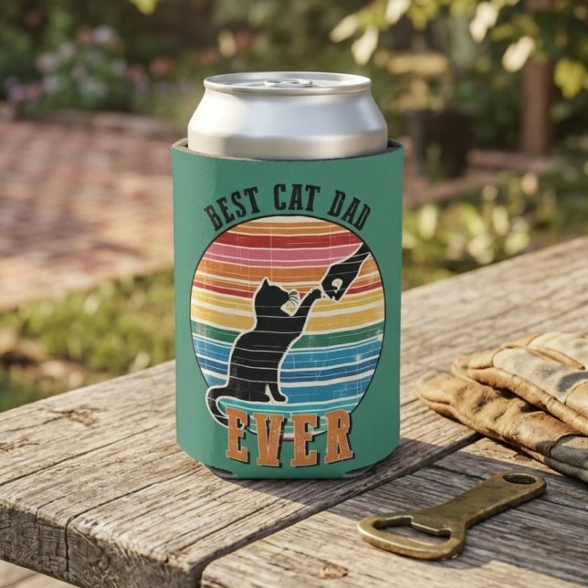 Funny Cat Dad Father Custom Name Gift Can Cooler (world's best cat dad cute kitten funny pet birthday holiday )